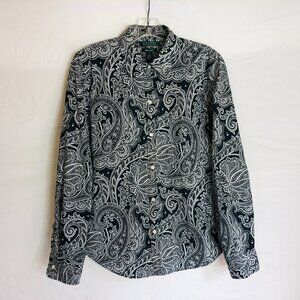 Lauren Ralph Lauren Women's Size Large Paisley Button Up Blouse Top